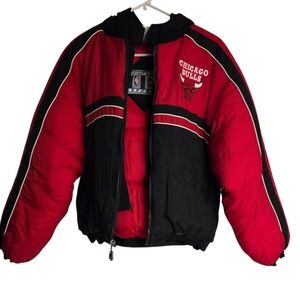 Vintage Mighty Mac Chicago Bulls Youth Hooded Puffer Jacket Size Large or 16/18